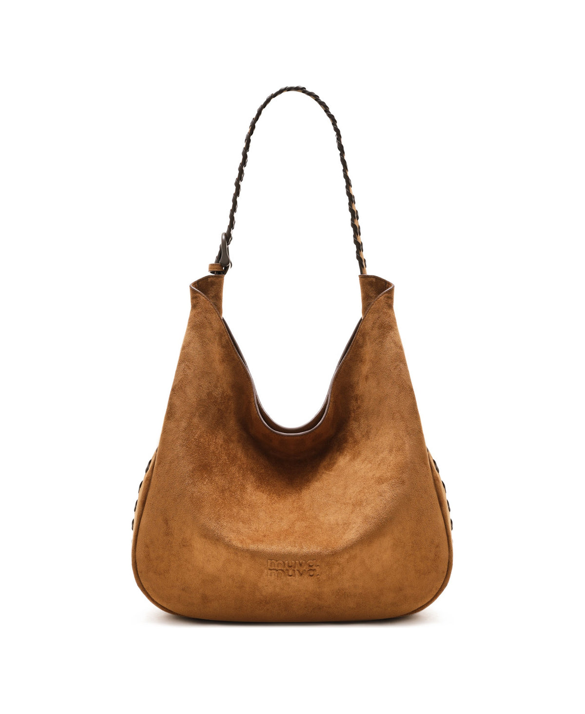 Lace-Up Hobo Bag in Caramel Brown