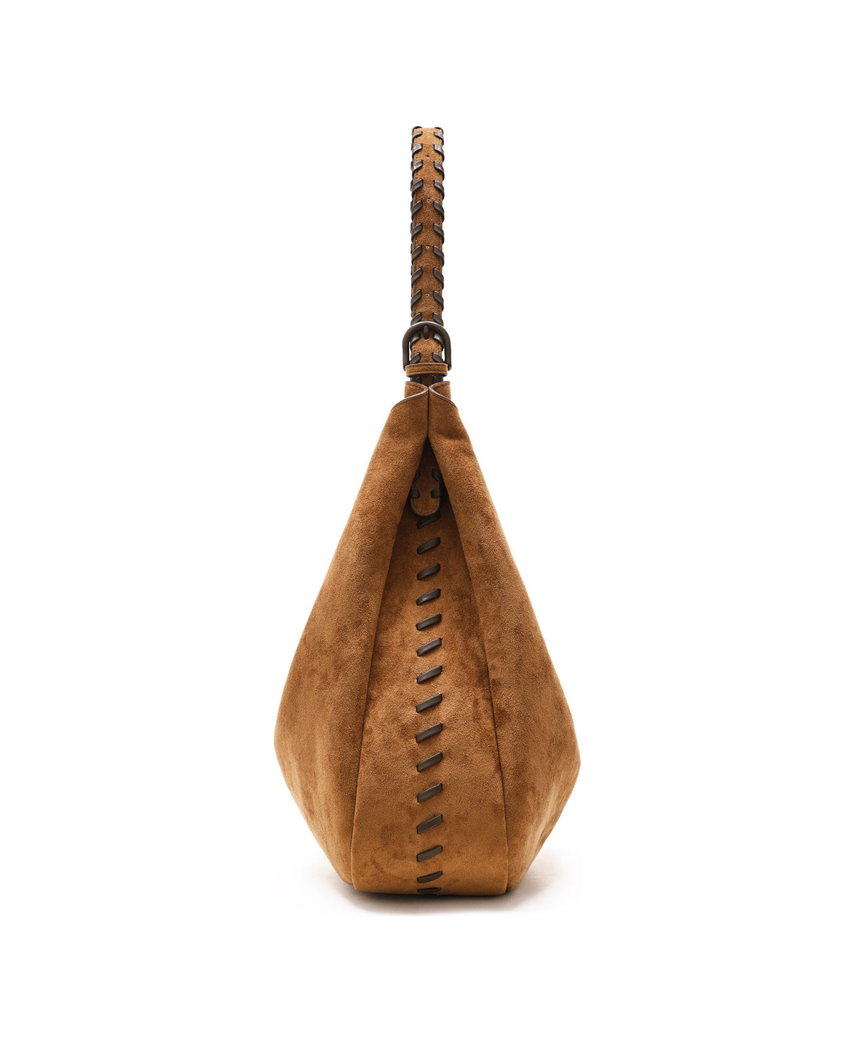 Companion Lace-Up Hobo Bag in Caramel Brown, product view 10
