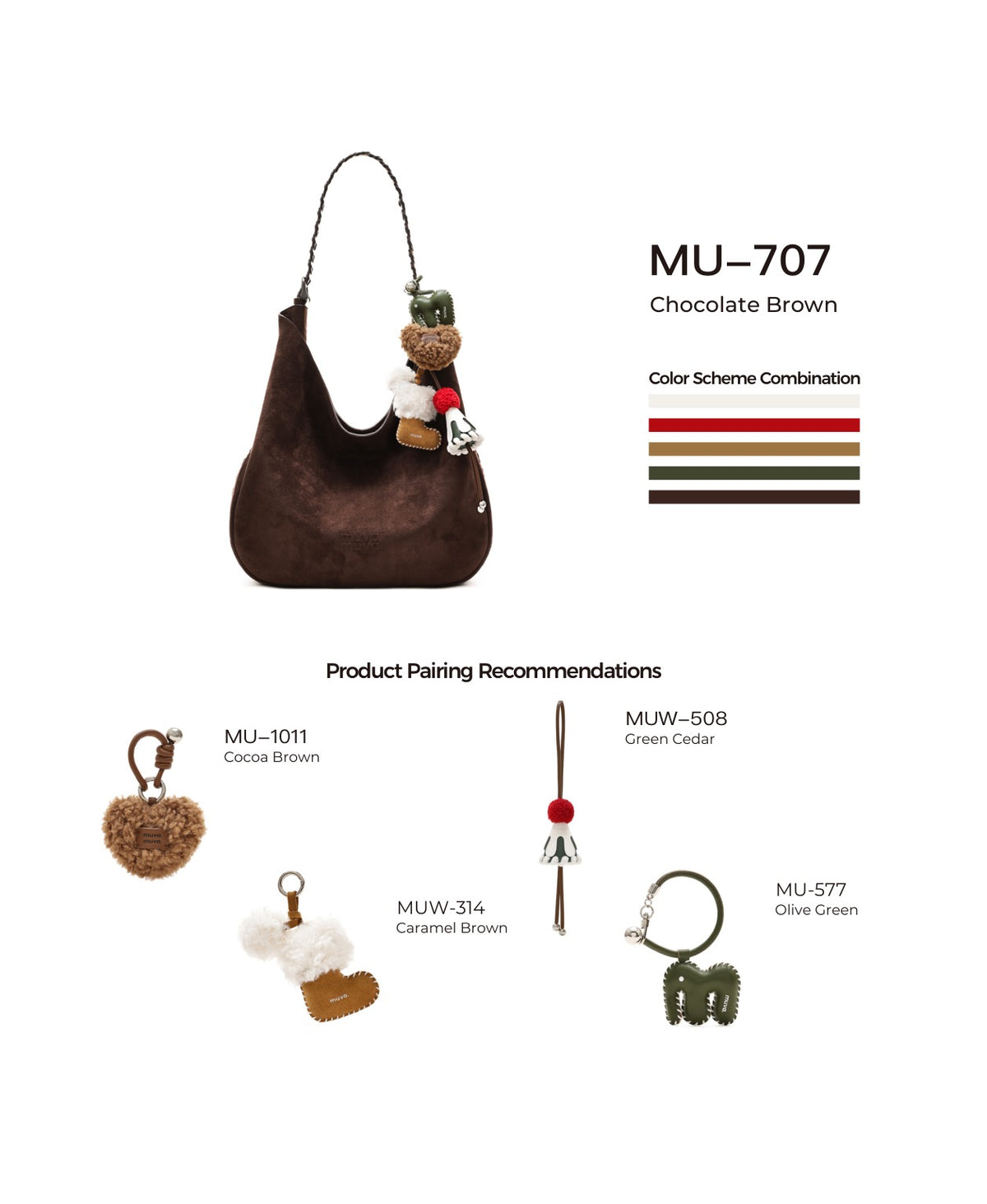 Companion Lace-Up Hobo Bag · Chocolate Brown with its matching charms: official pairing guide