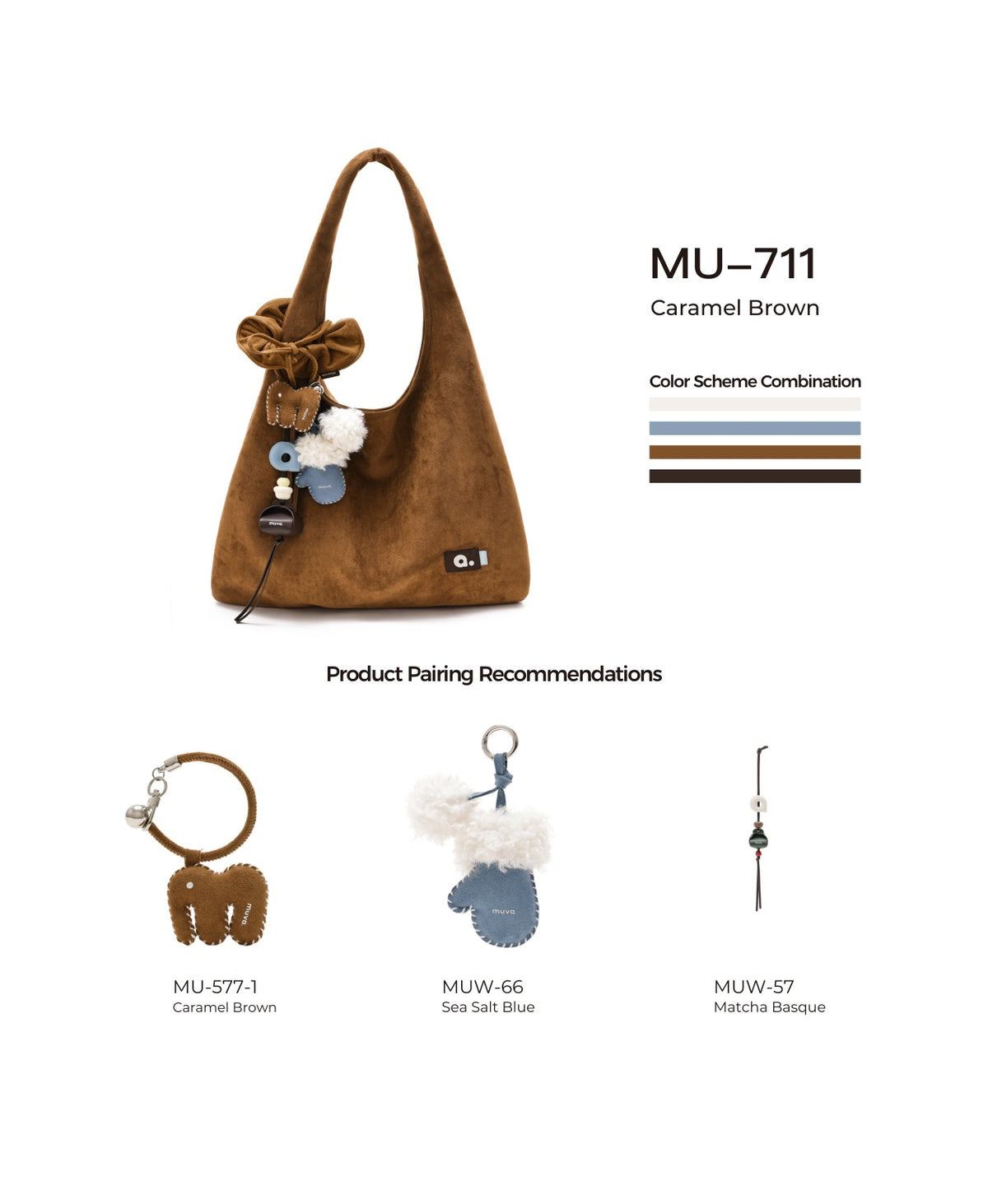 Happy Puff Bag · Caramel Brown with its matching charms: official pairing guide