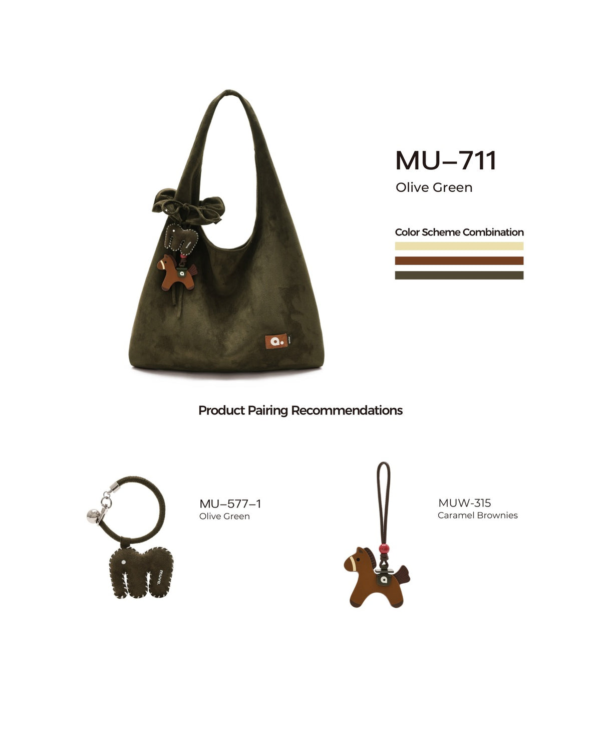 Happy Puff Bag · Olive Green with its matching charms: official pairing guide