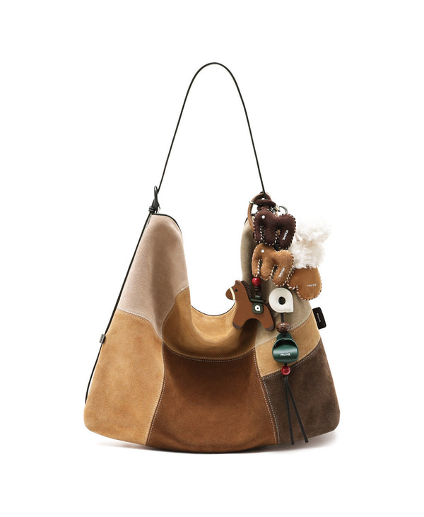 Puzzle Colour Block Hobo Bag · Caramel Brownies