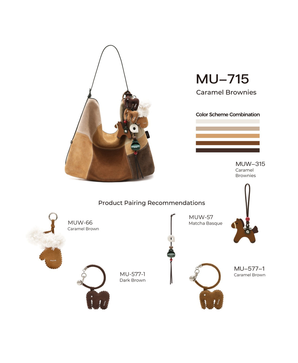 Puzzle Colour Block Hobo Bag · Caramel Brownies with its matching charms: official pairing guide
