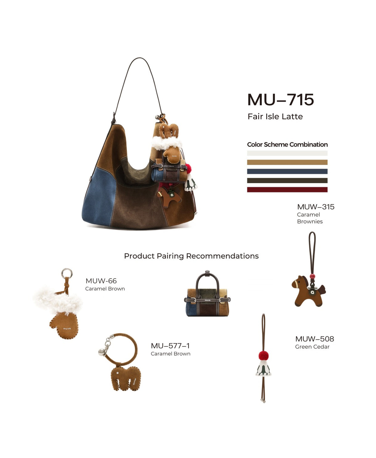 Puzzle Colour Block Hobo Bag · Fair Isle Latte with its matching charms: official pairing guide