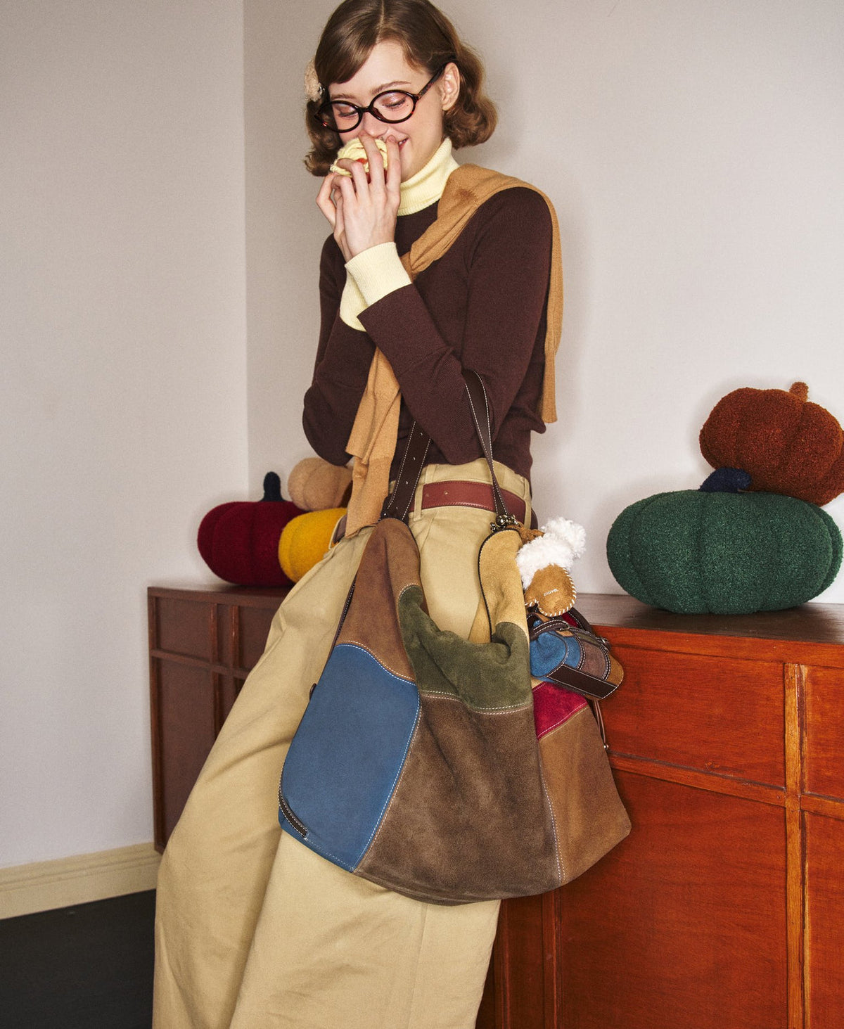 Puzzle Colour Block Hobo Bag · Fair Isle Latte