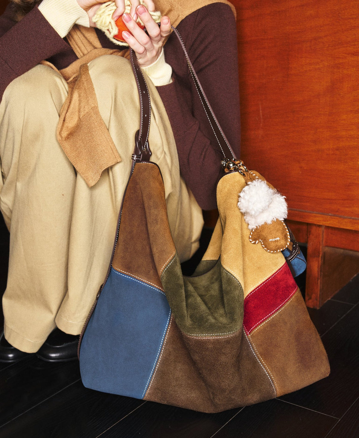 Puzzle Colour Block Hobo Bag · Fair Isle Latte