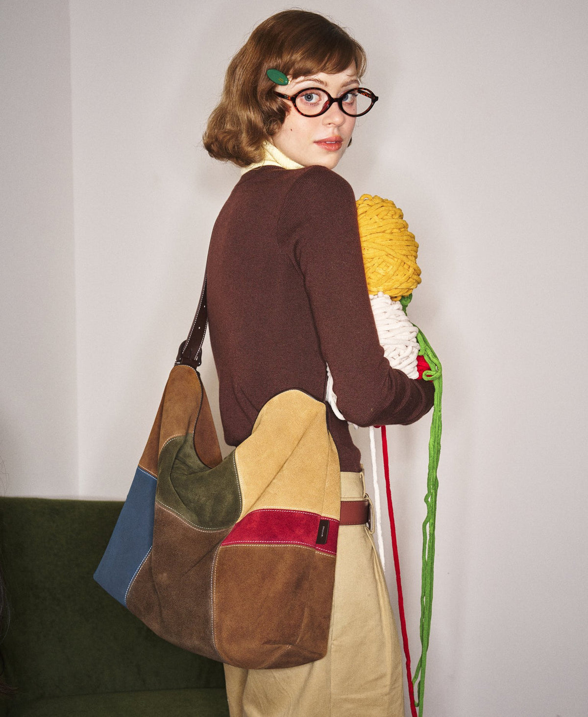 Puzzle Colour Block Hobo Bag · Fair Isle Latte