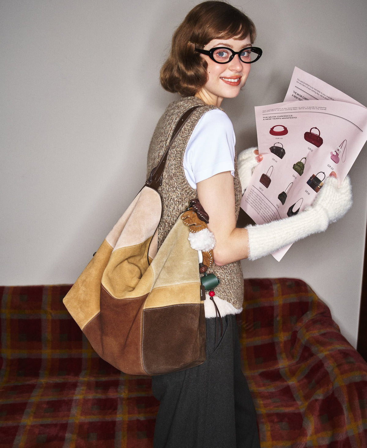 Puzzle Colour Block Hobo Bag · Caramel Brownies