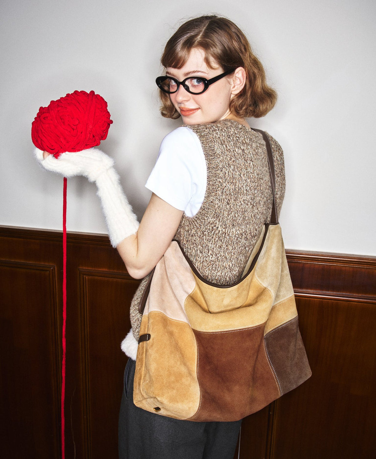 Puzzle Colour Block Hobo Bag · Caramel Brownies
