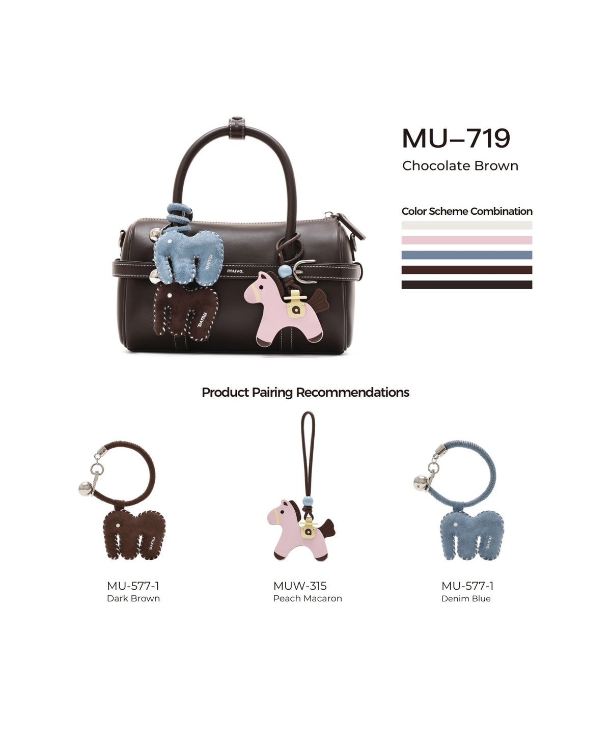 Hopscotch Tales Pillow Bag · Chocolate Brown with its matching charms: official pairing guide