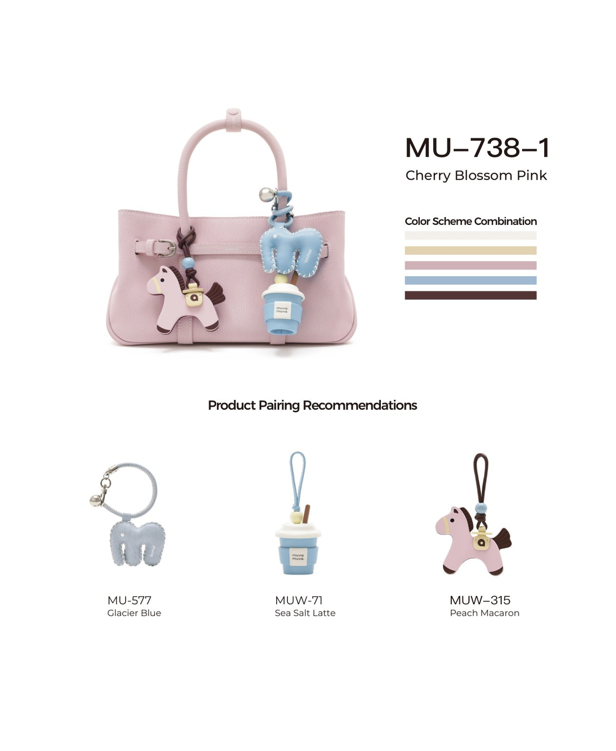 Hopscotch Tales Garden Bag · Leather · Cherry Blossom Pink with its matching charms: official pairing guide