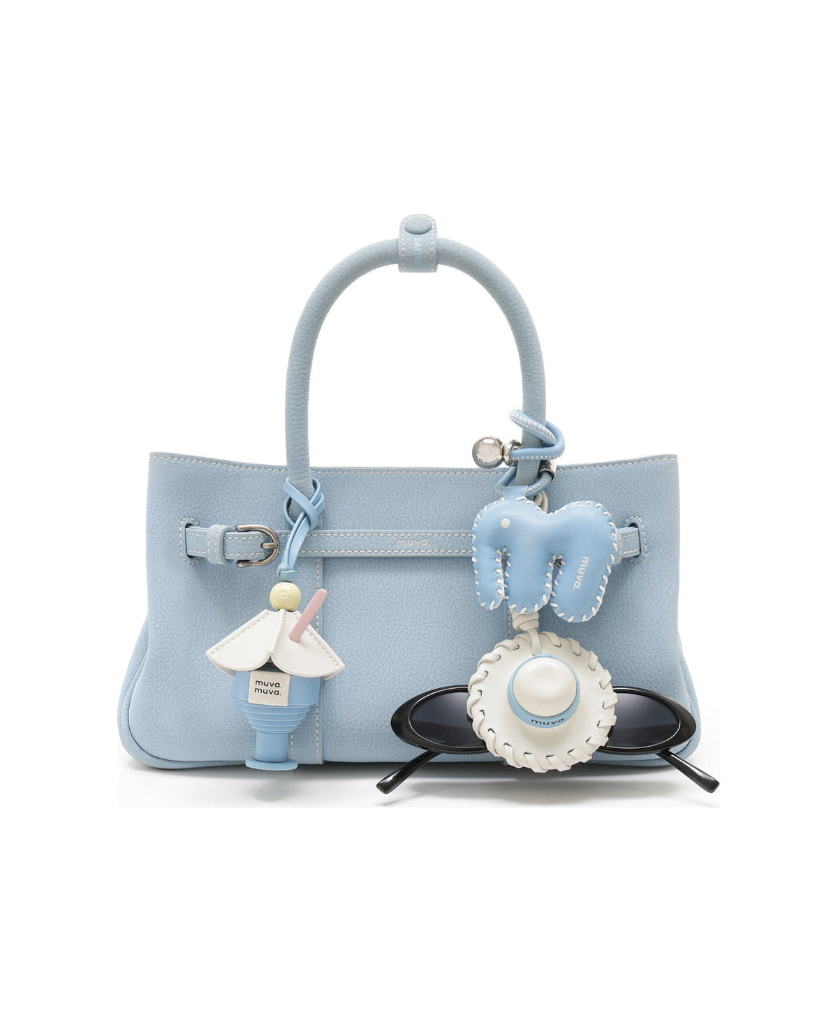 Summer Cocktail Charm · Short (Glacier Blue Coconut) styled on Hopscotch Tales Garden Bag · Leather · Sky Blue