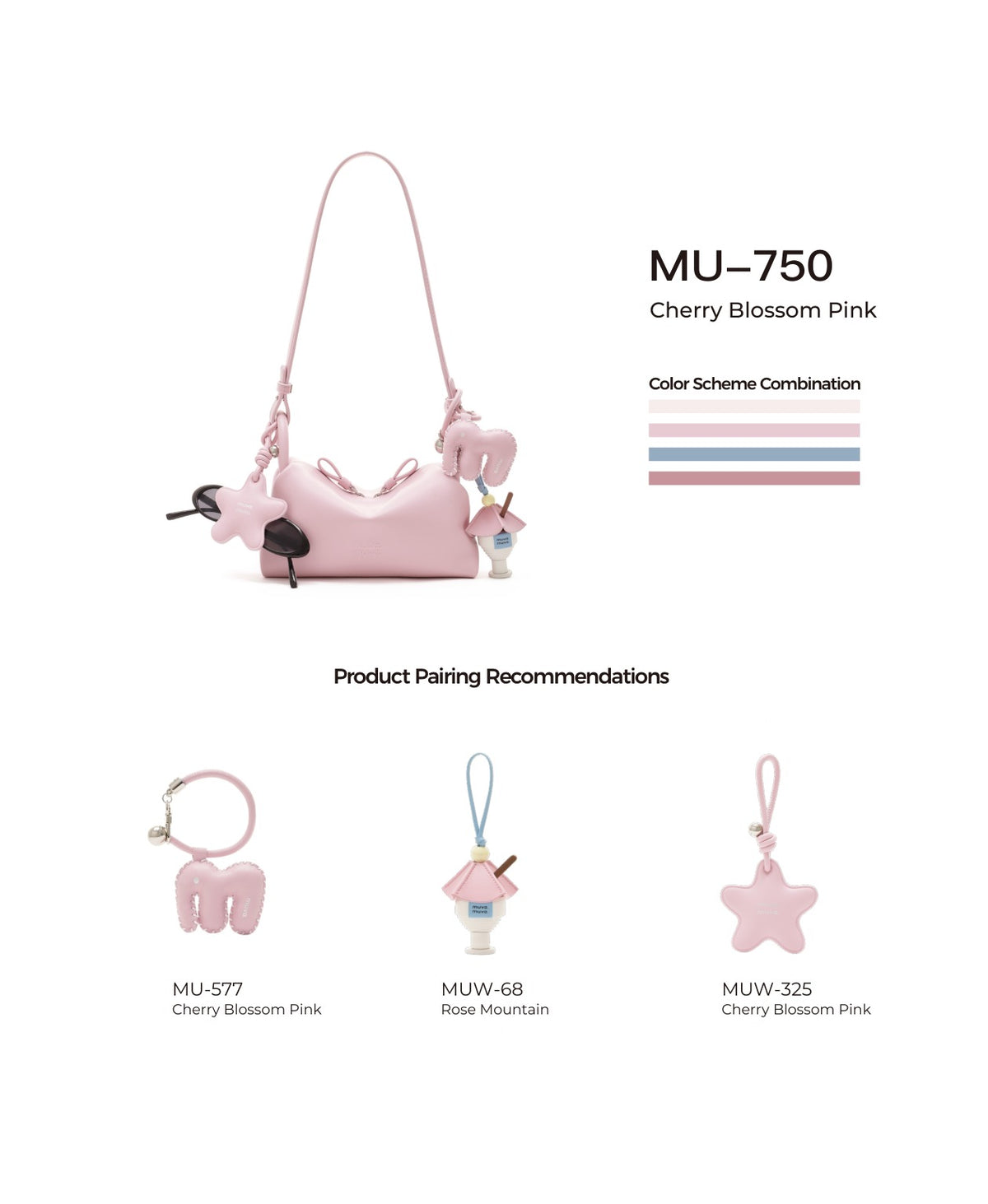 Bakery Mini Pillow Bag · Leather · Cherry Blossom Pink with its matching charms: official pairing guide