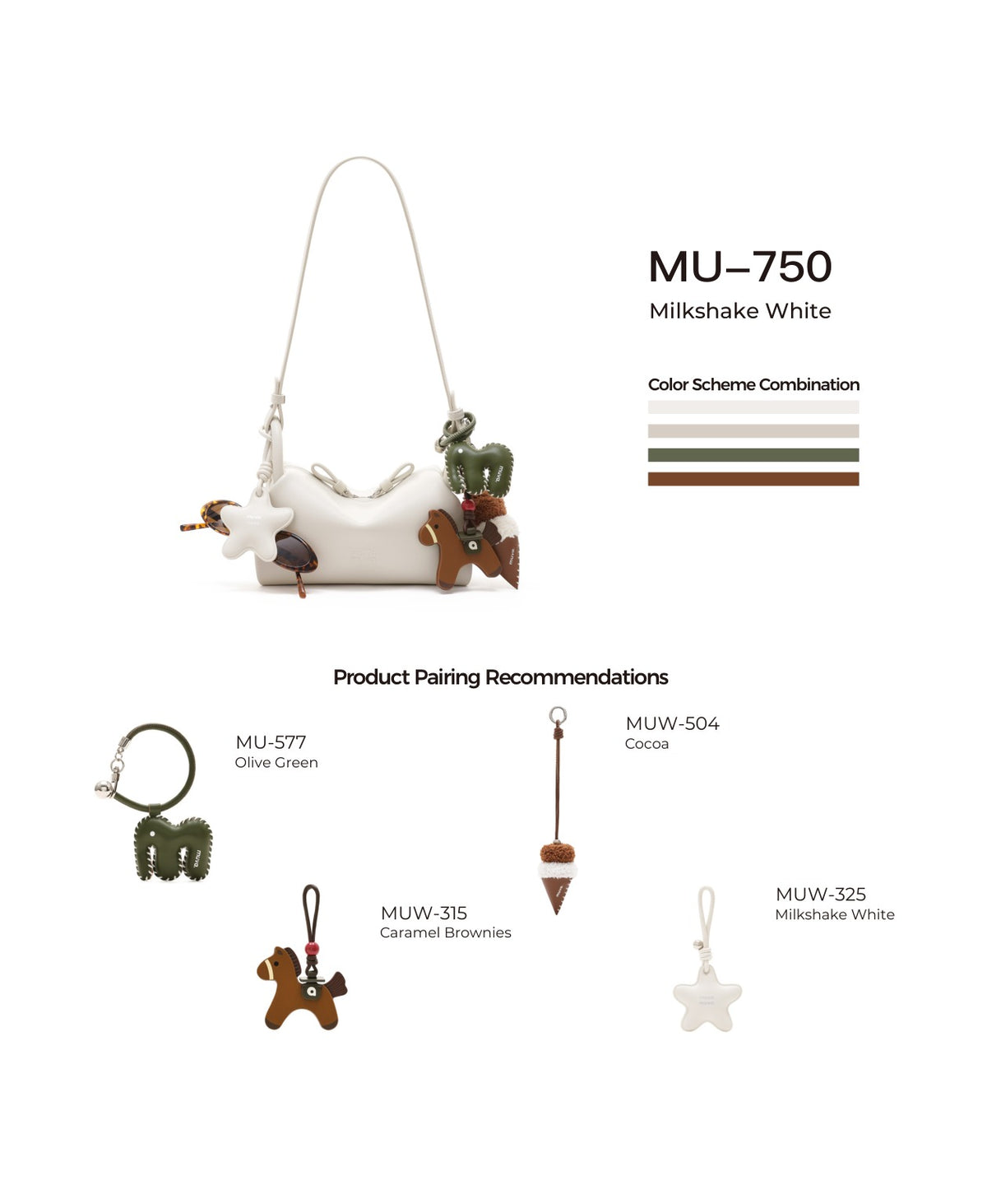 Bakery Mini Pillow Bag · Leather · Milkshake White with its matching charms: official pairing guide