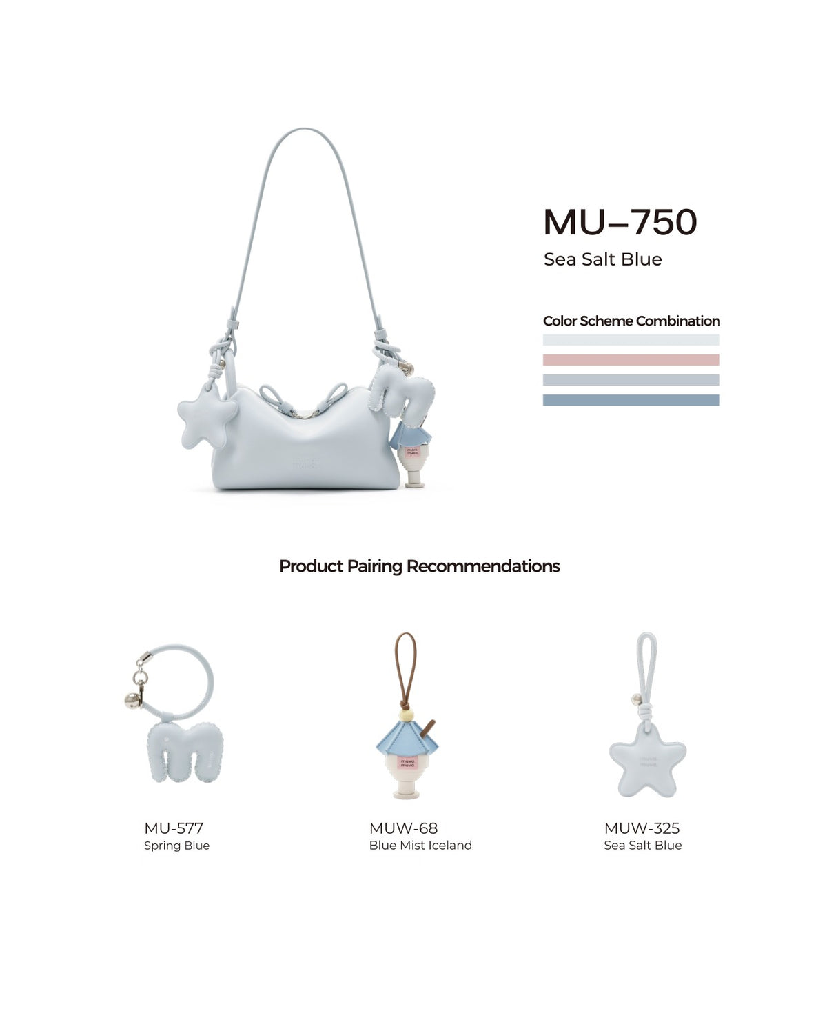 Bakery Mini Pillow Bag · Leather · Sea Salt Blue with its matching charms: official pairing guide