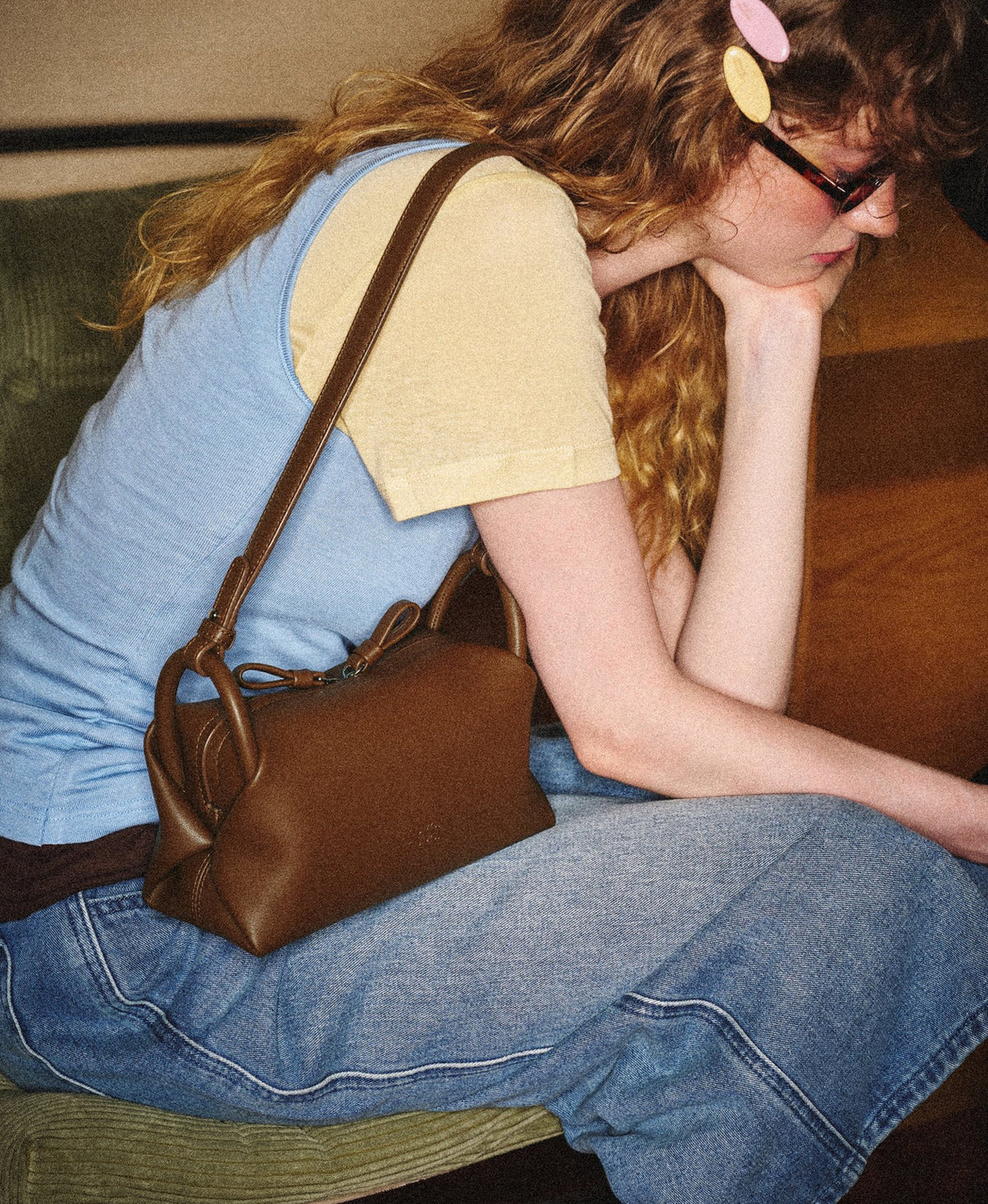 Bakery Mini Pillow Bag · Leather · Caramel Brown