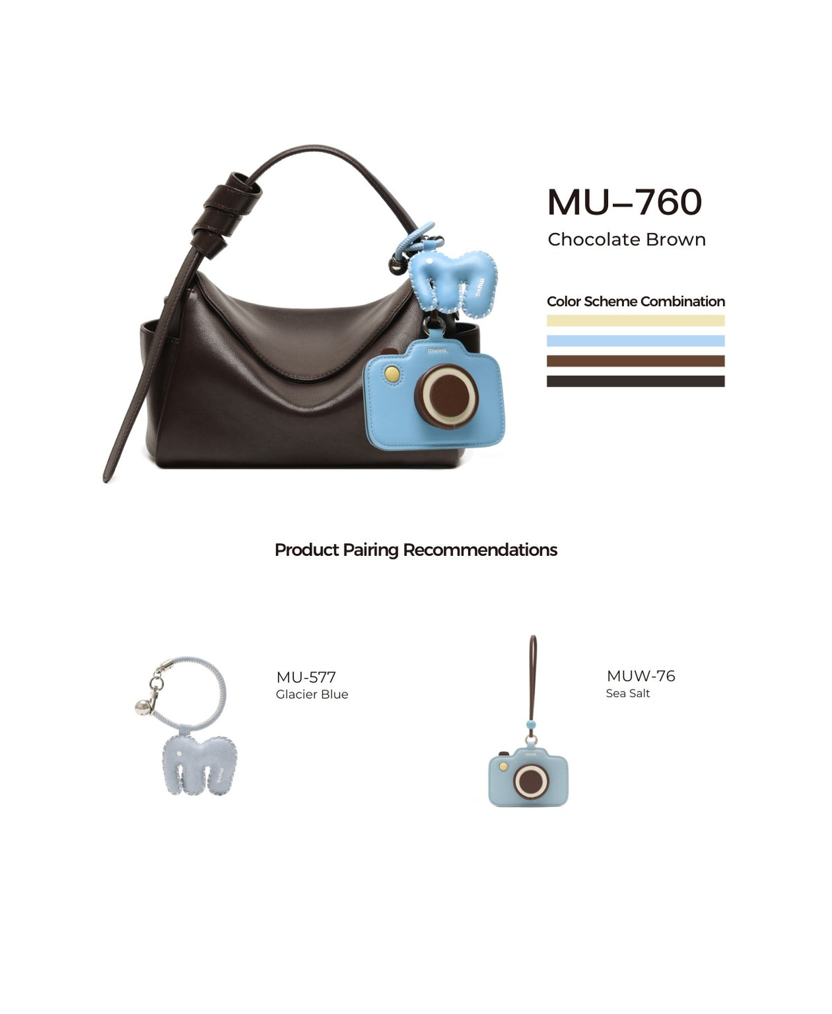 Paradise Mini Roll Bag · Chocolate Brown with its matching charms: official pairing guide
