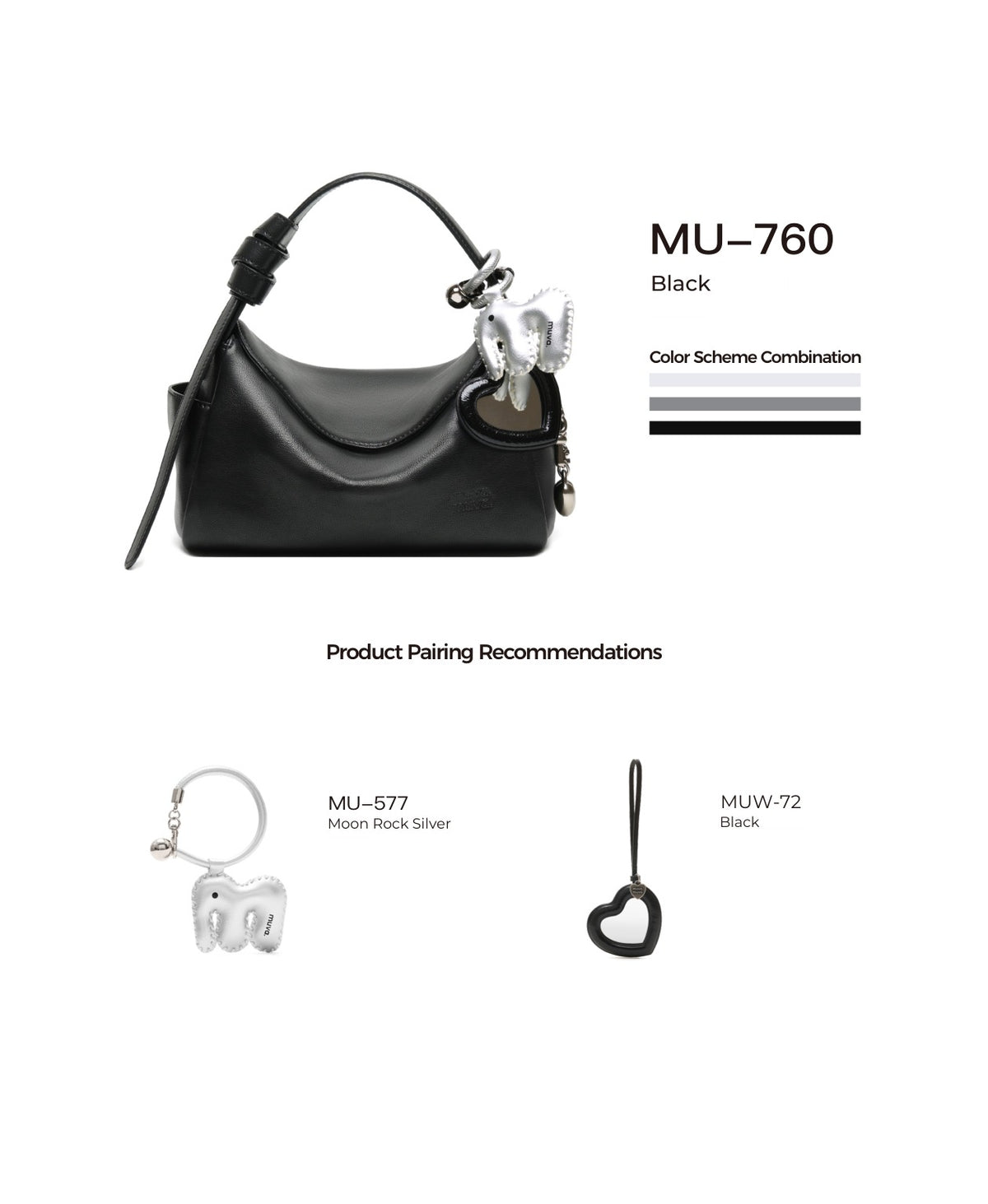Paradise Mini Roll Bag · Black with its matching charms: official pairing guide