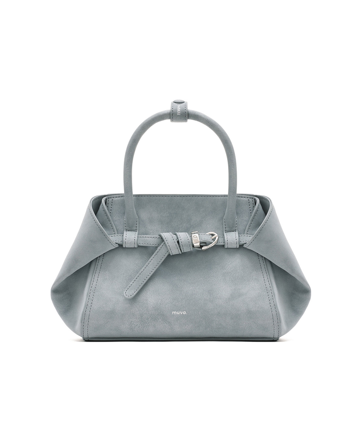 Tab Strap Fold-Over Handbag in Microsuede
