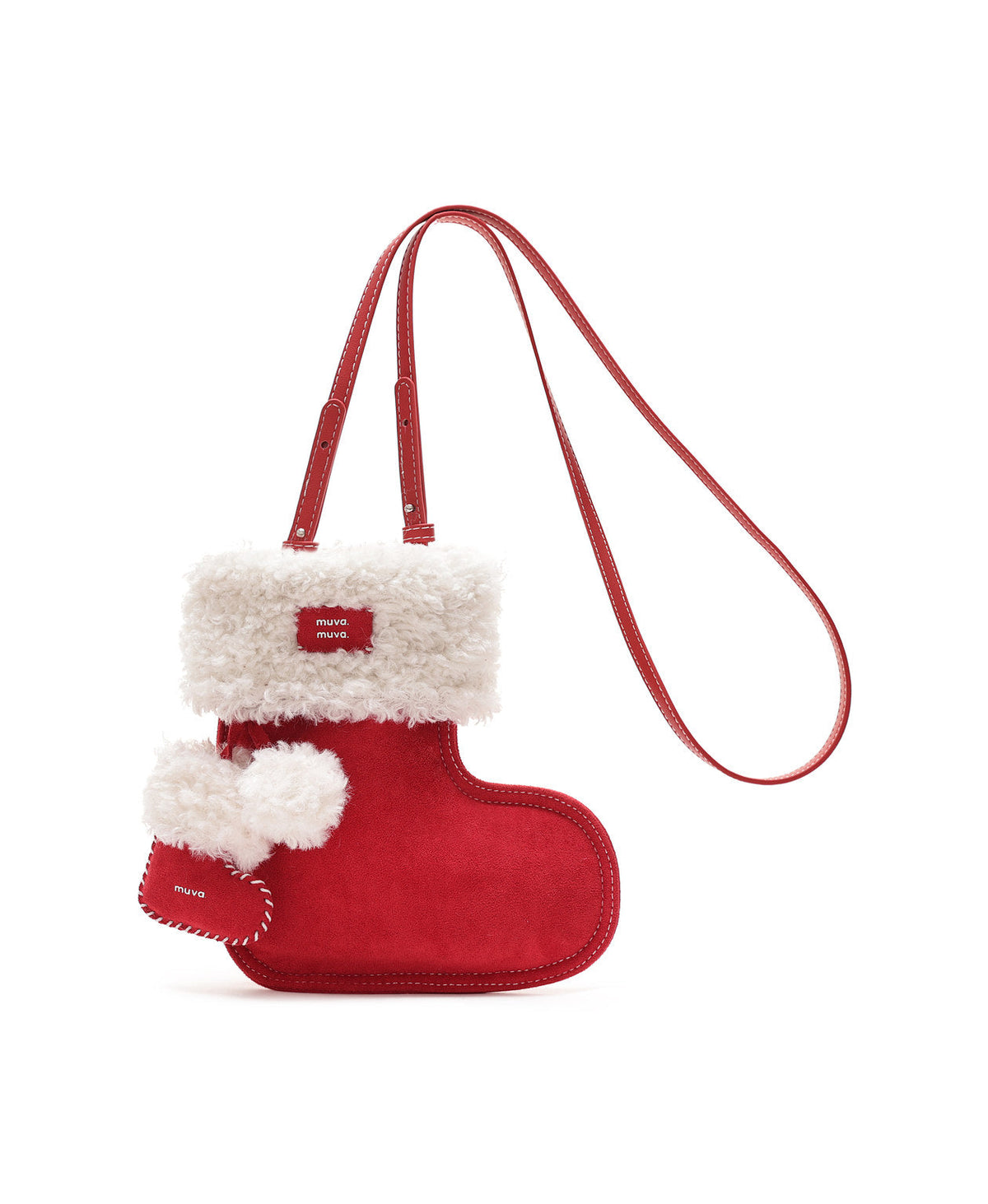 Fluffy Christmas Stocking Bag · Red