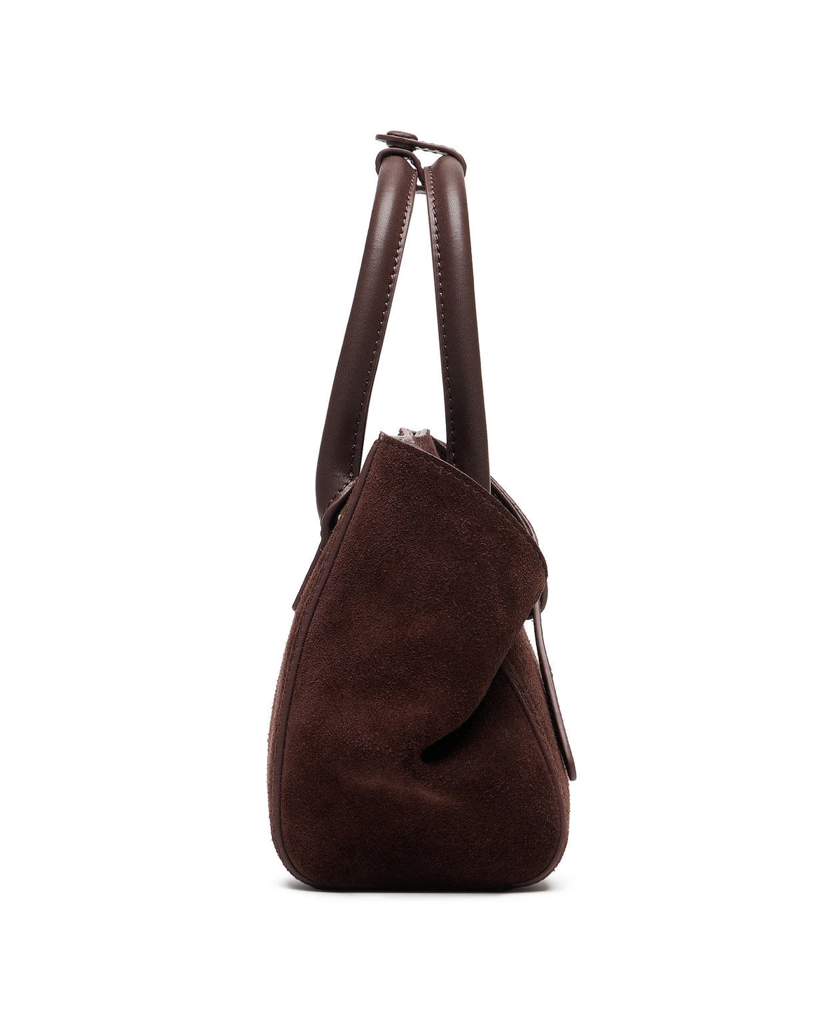 Tab Strap Fold-Over Handbag · Suede · Berry