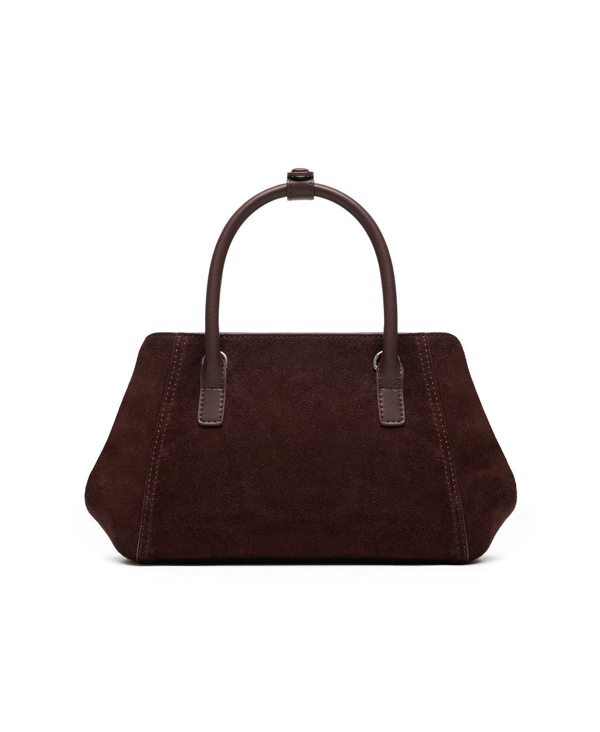 Tab Strap Fold-Over Handbag · Suede · Berry