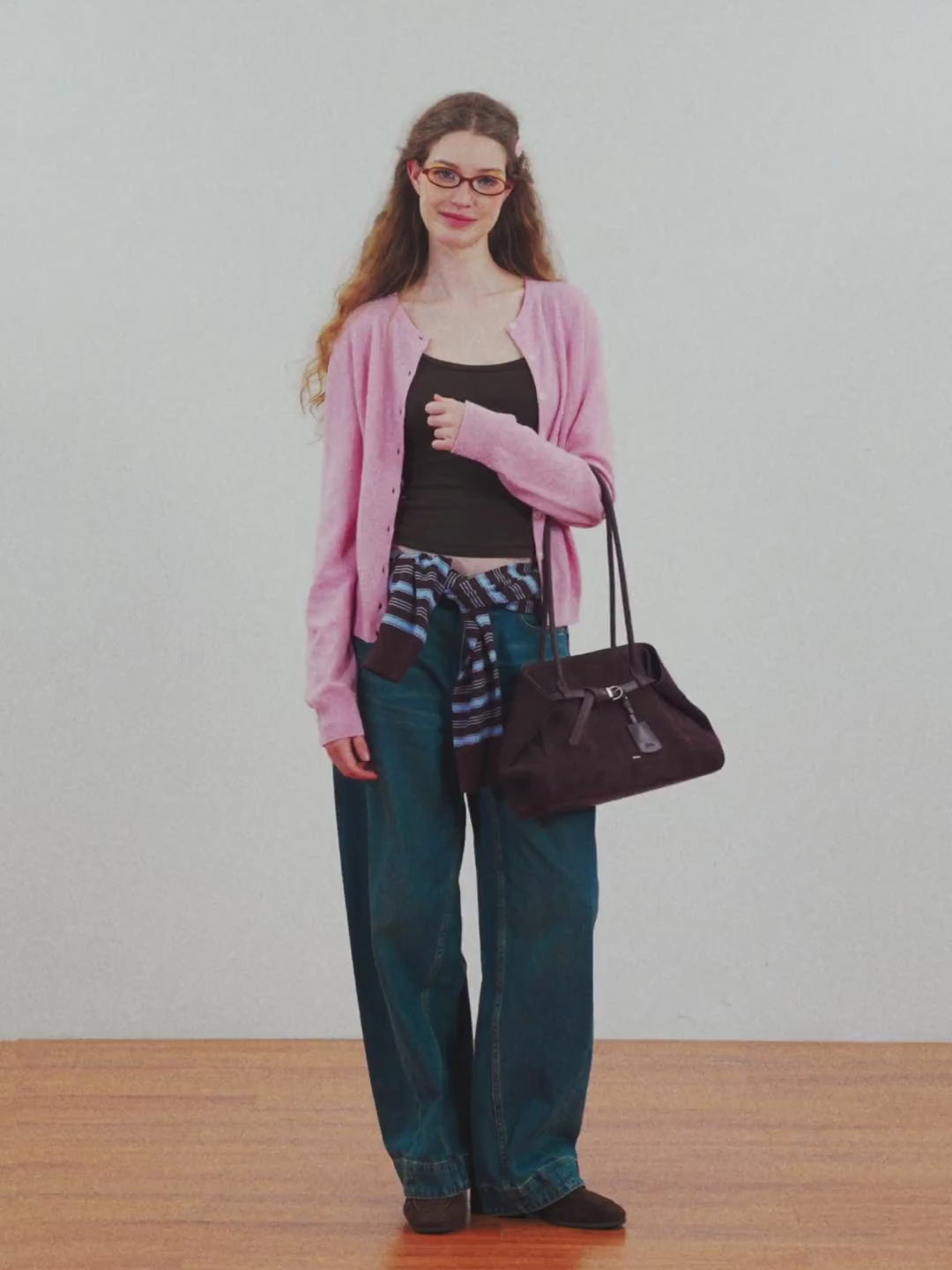 Tab Strap Fold-Over Shoulder Bag · Suede in Berry video
