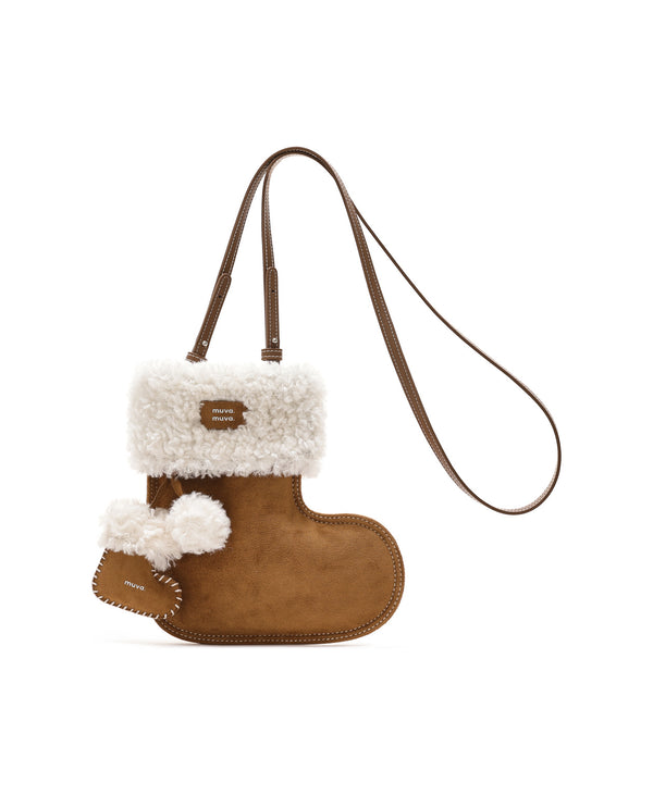 Fluffy Christmas Stocking Bag · Caramel Brown