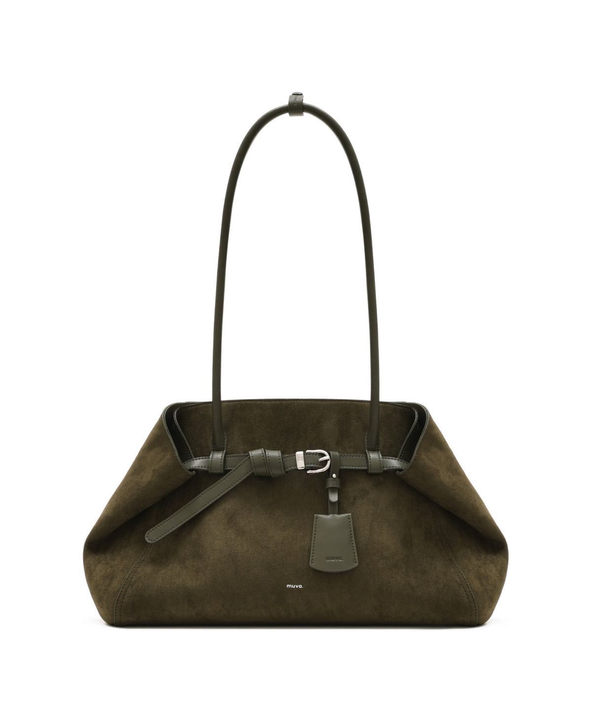 Tab Strap Fold-Over Shoulder Bag · Olive Green