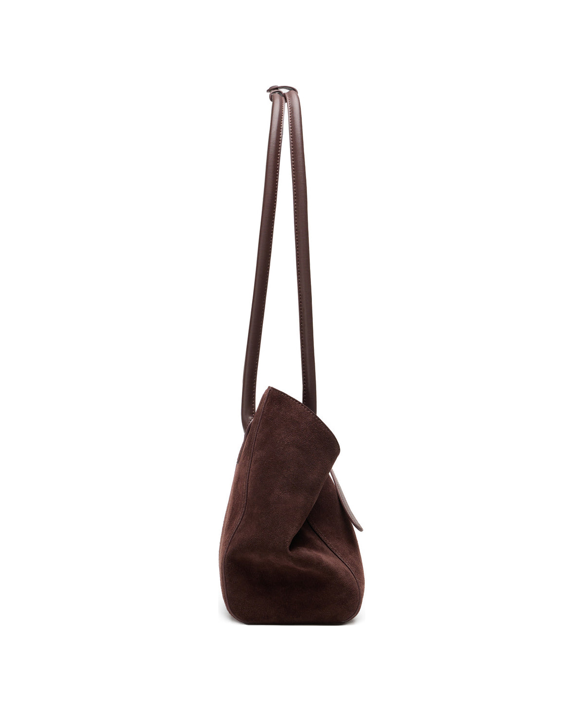 Tab Strap Fold-Over Shoulder Bag · Suede · Berry