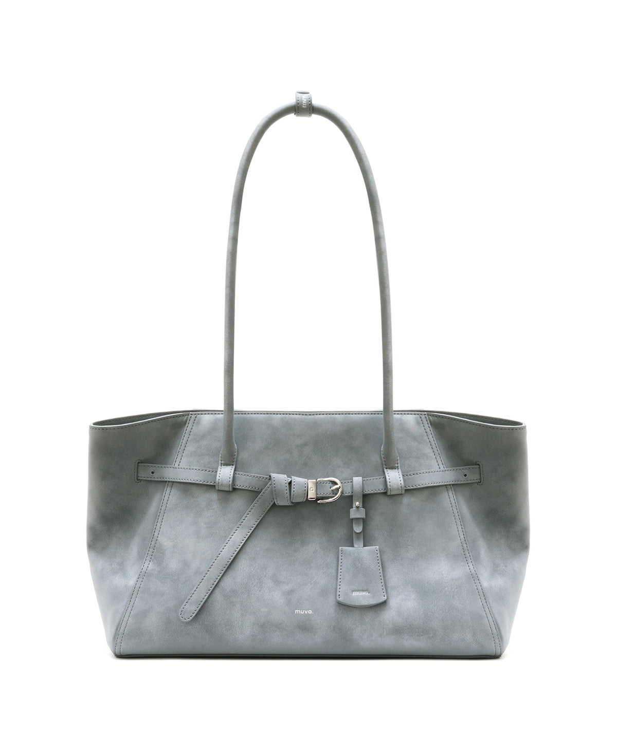 Tab Strap Fold-Over Shoulder Bag in Microsuede
