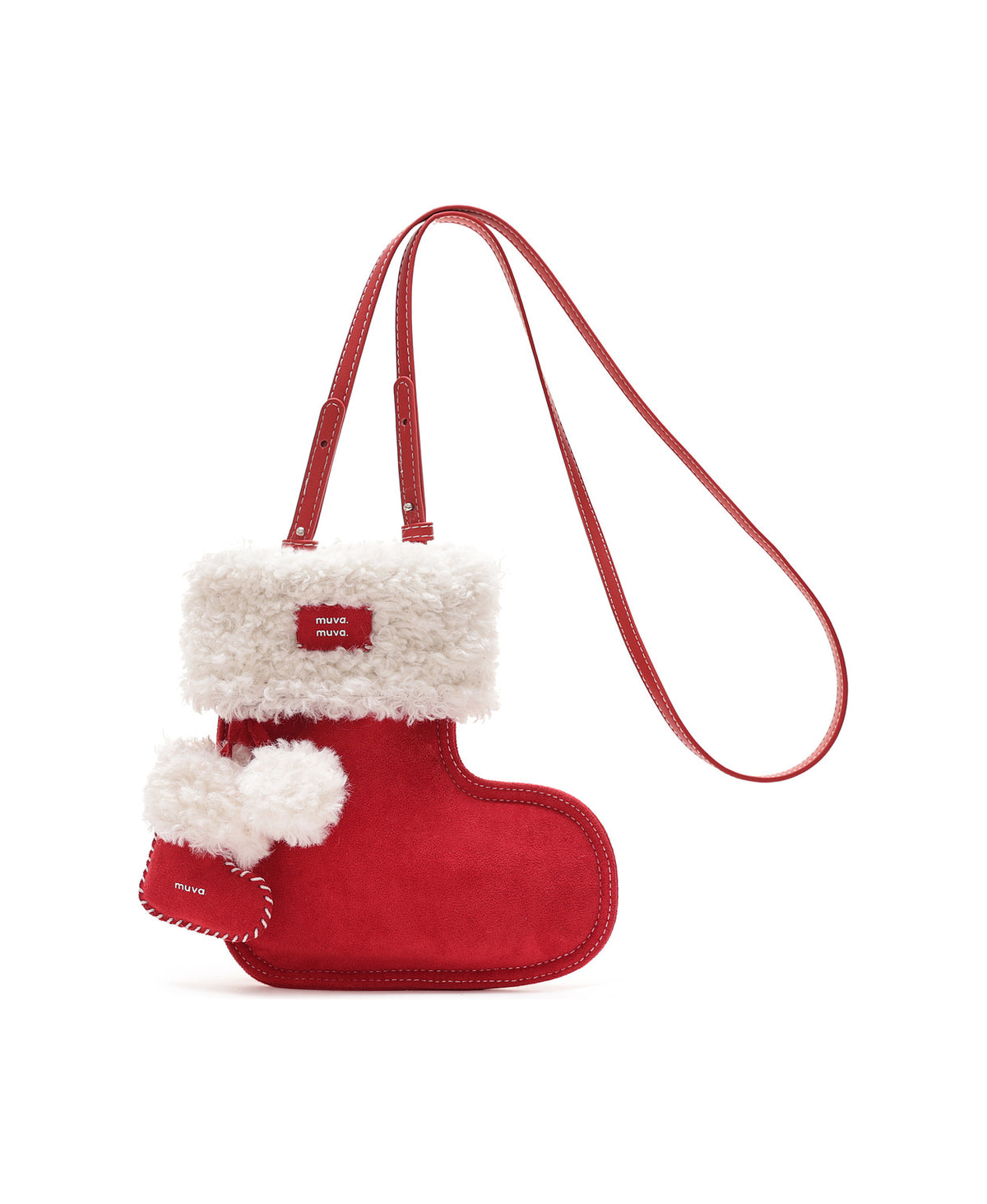 Fluffy Christmas Stocking Bag · Red